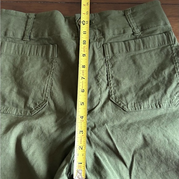 Maeve The Collette Holly Green Linen Viscose Cropped Wide Leg Pants Size 29 - Picture 9 of 15